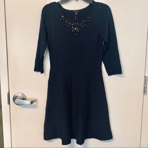 NEW Ann Taylor jeweled navy blue knit dress size M